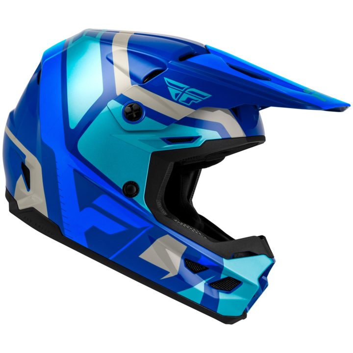 Crosshjälm Barn Kinetic Scrap Blå Grå FLY RACING Ys – bild 2