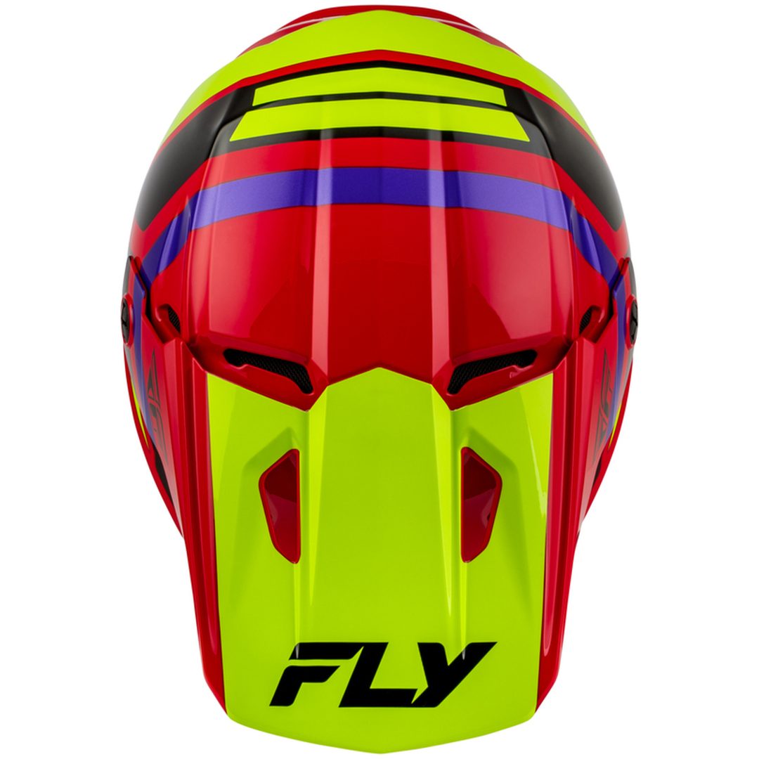 Crosshjälm Barn Kinetic Scrap Röd Gul Lila FLY RACING Ys – bild 4