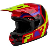 Crosshjälm Barn Kinetic Scrap Röd Gul Lila FLY RACING