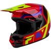 Crosshjälm Barn Kinetic Scrap Röd Lila Gul FLY RACING ym – miniatyr 1