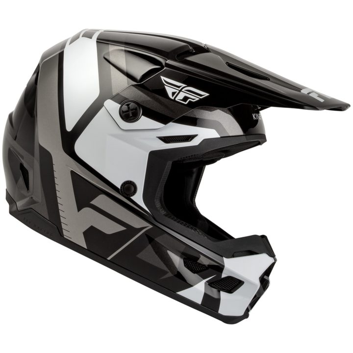 Crosshjälm Barn Kinetic Scrap Svart Grå Vit FLY RACING Ys – bild 2