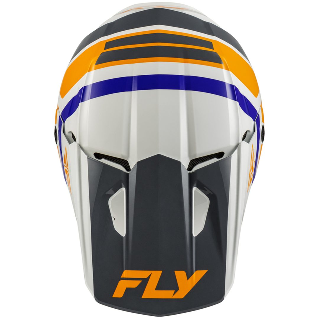 Crosshjälm Barn Kinetic Scrap Vit Orange Blå Grå FLY RACING Ys – bild 4