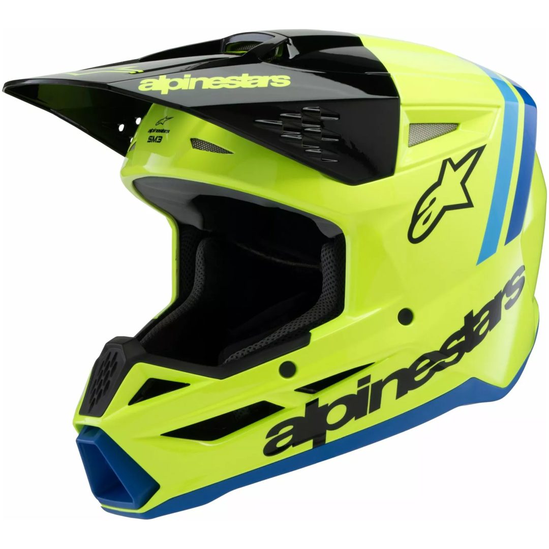 Crosshjälm Barn Supertech M3 Svart/blå/gul ALPINESTARS Small
