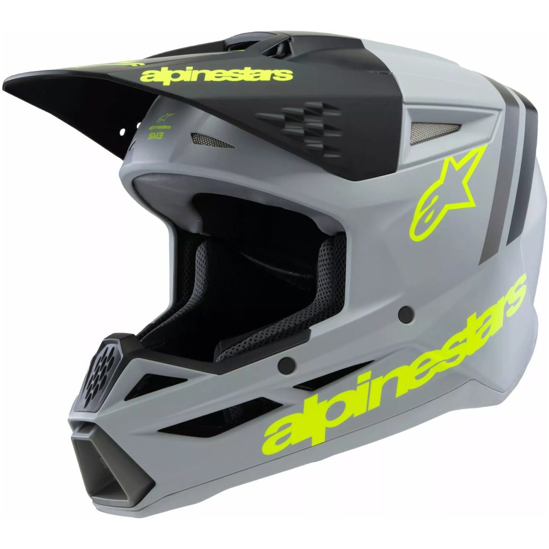 Crosshjälm Barn Supertech M3 Svart/grå/gul ALPINESTARS Small