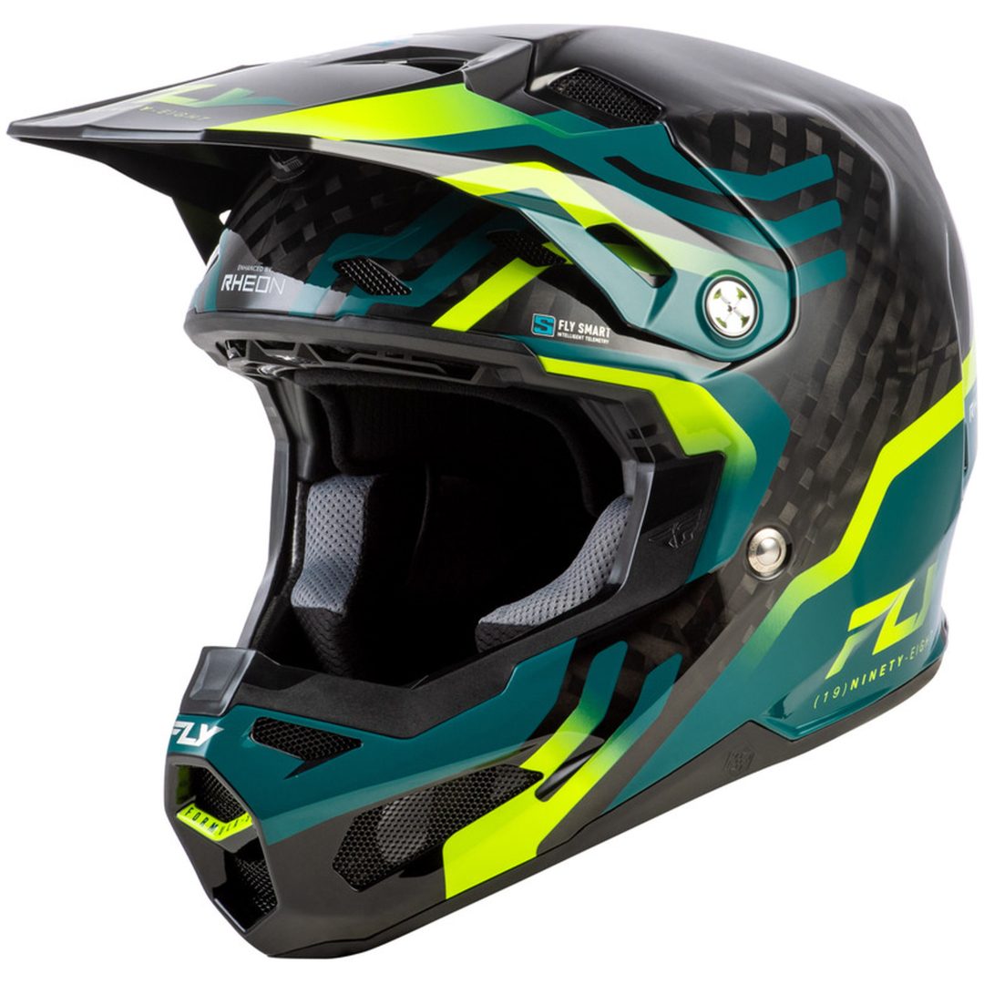 Crosshjälm Formula S Carbon Byte Svart/Turkos/Lime FLY RACING s