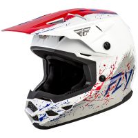 Crosshjälm Junior Kinetic Drip Röd/Vit/Blå FLY RACING