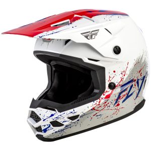 Crosshjälm Junior Kinetic Drip Röd/Vit/Blå FLY RACING