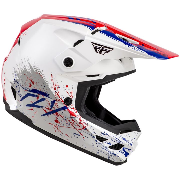 Crosshjälm Junior Kinetic Drip Röd/Vit/Blå FLY RACING Ys – bild 2
