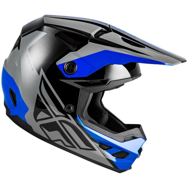 Crosshjälm Kinetic Crest Grå/Svart/Blå FLY RACING s – bild 2