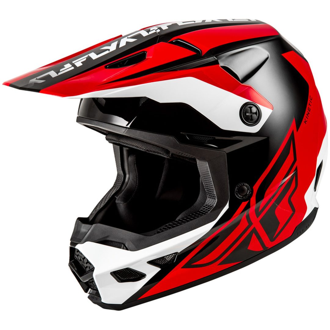 Crosshjälm Kinetic Crest Röd/Svart/Vit FLY RACING s