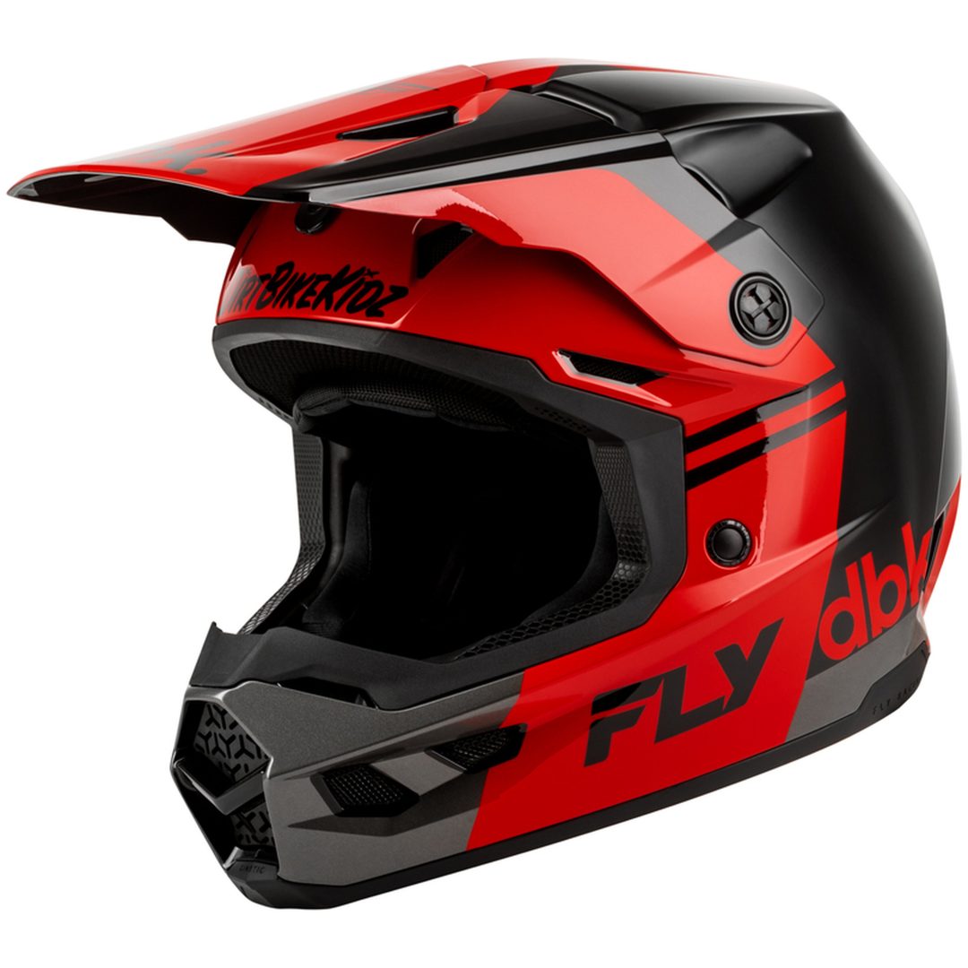 Crosshjälm Kinetic DBK 27 Svart Grå Röd FLY RACING M