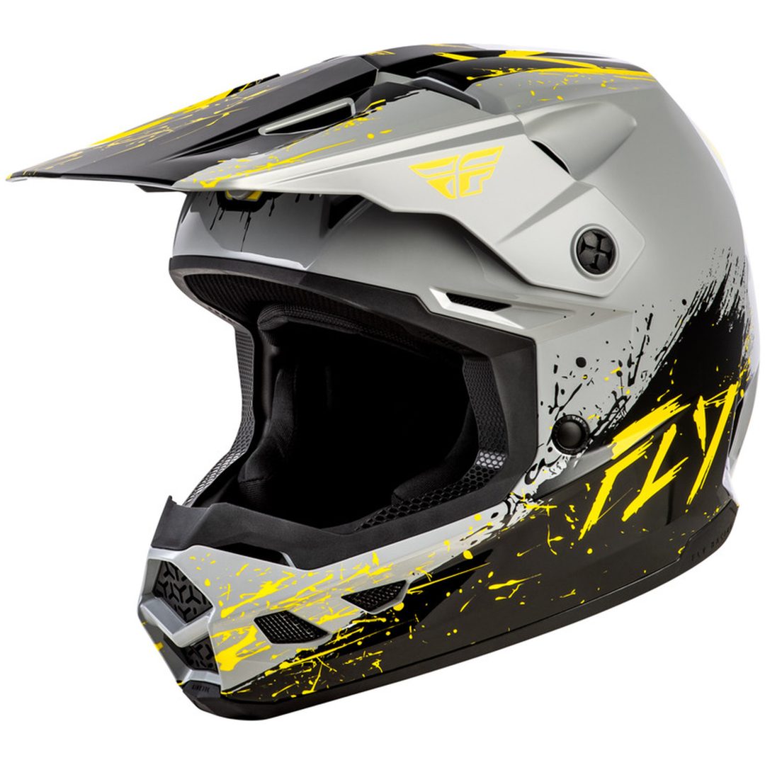Crosshjälm Kinetic Drip Grå/Svart/Gul FLY RACING Ys