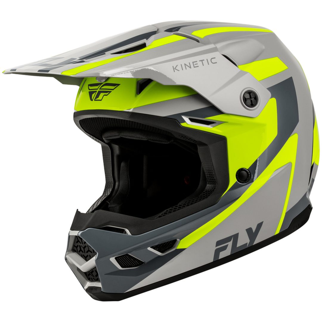 Crosshjälm Kinetic Sync Grå Neongul FLY RACING M