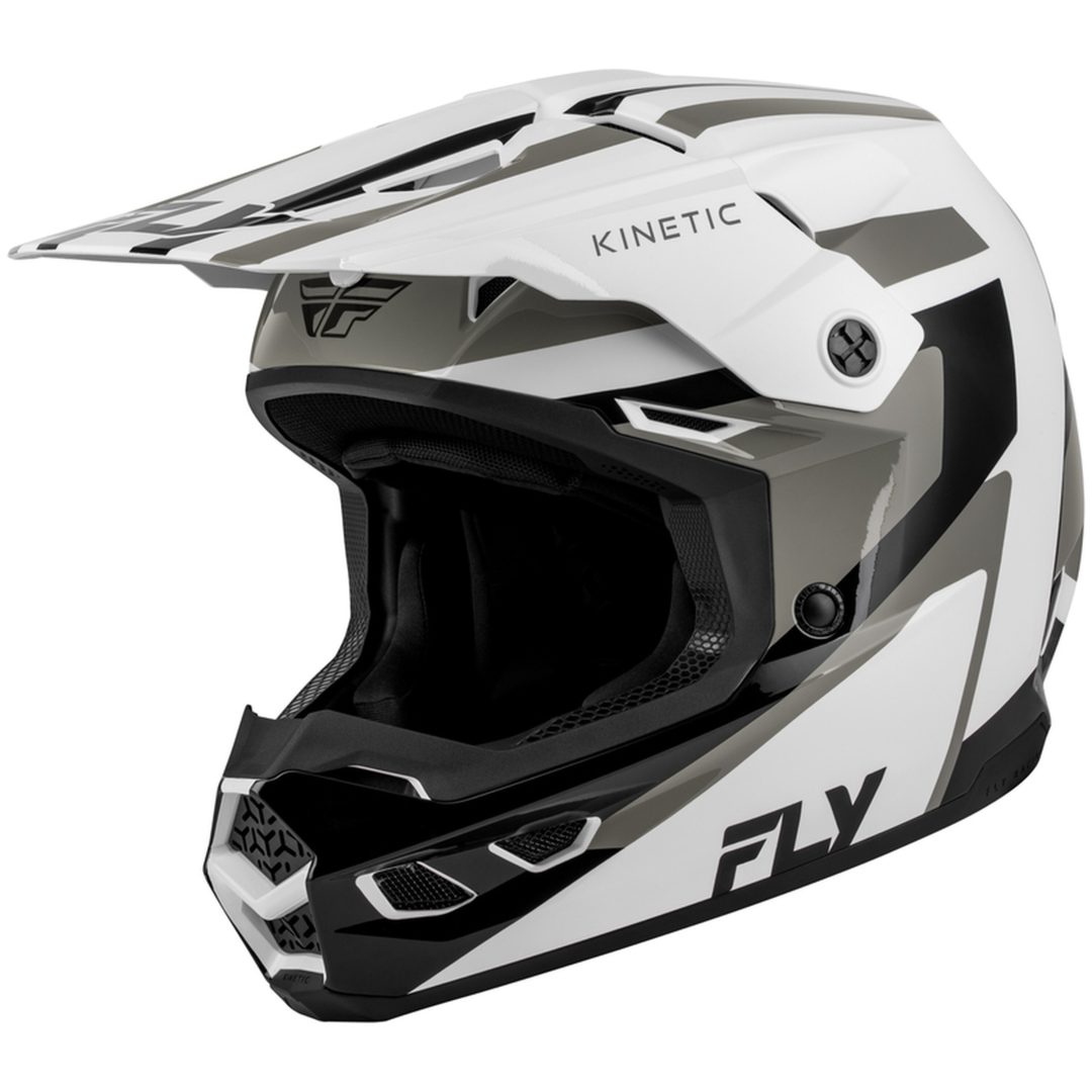 Crosshjälm Kinetic Sync Vit Svart Grå FLY RACING s