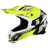 Crosshjälm Lite Fury Vit/Svart/Neongul Shot