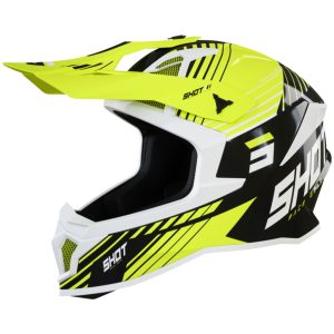 Crosshjälm Lite Fury Vit/Svart/Neongul Shot