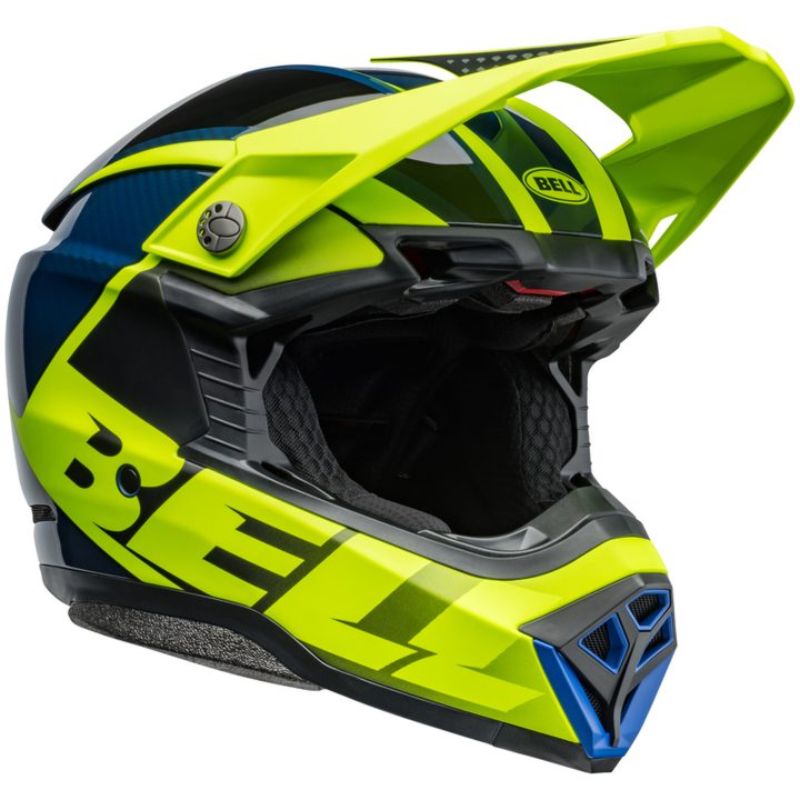 Crosshjälm Moto-10 Spherical Skivad Matt Glans Retina Blå/neon Gul BELL XL – bild 2