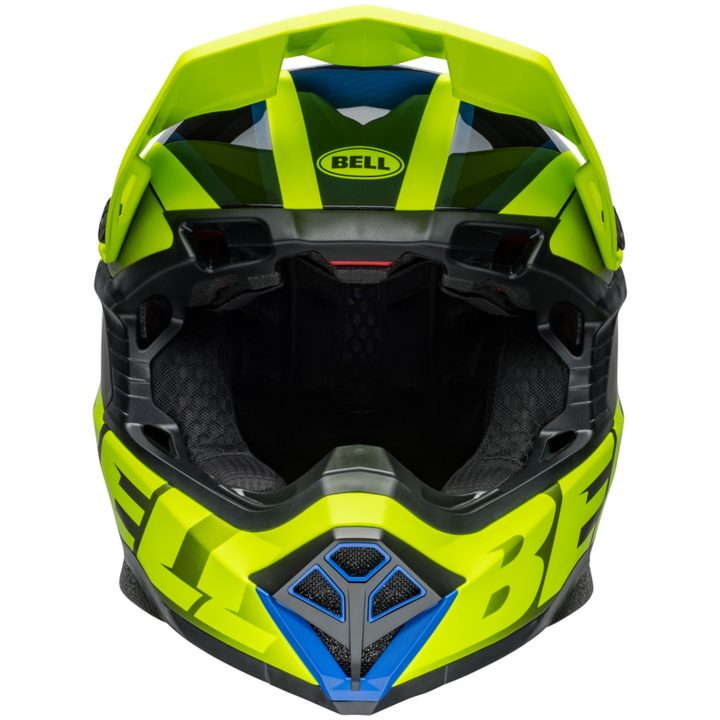 Crosshjälm Moto-10 Spherical Skivad Matt Glans Retina Blå/neon Gul BELL XL – bild 3