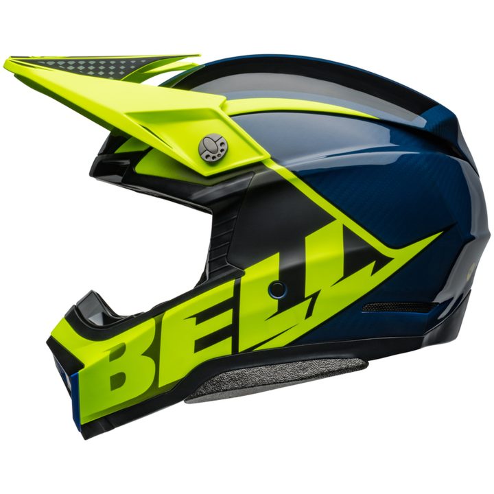Crosshjälm Moto-10 Spherical Skivad Matt Glans Retina Blå/neon Gul BELL XL – bild 4