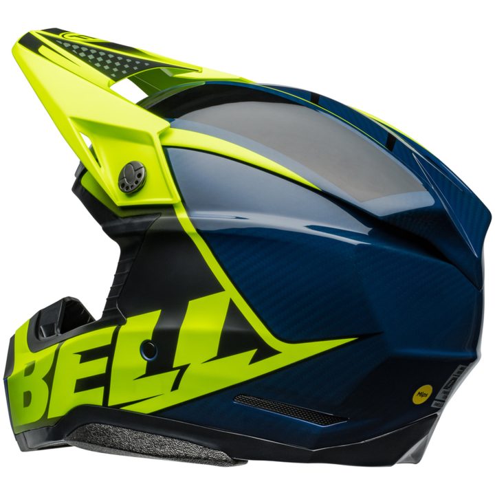 Crosshjälm Moto-10 Spherical Skivad Matt Glans Retina Blå/neon Gul BELL XL – bild 5