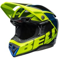 Crosshjälm Moto-10 Spherical Skivad Matt Glans Retina Blå/neon Gul BELL