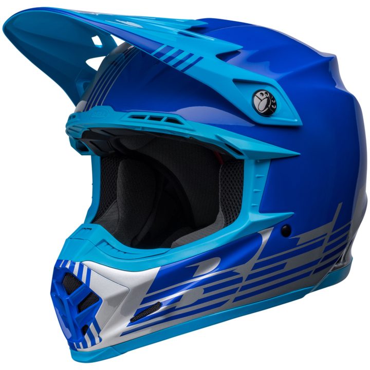 Crosshjälm Moto-9 Mips Louver Glans Grå/blå BELL XL – bild 4