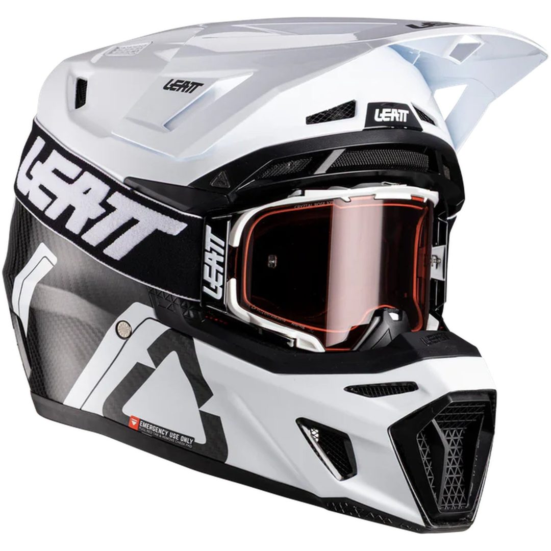Crosshjälm Moto 9.5 Carbon/Vit Leatt S (55-56 cm)