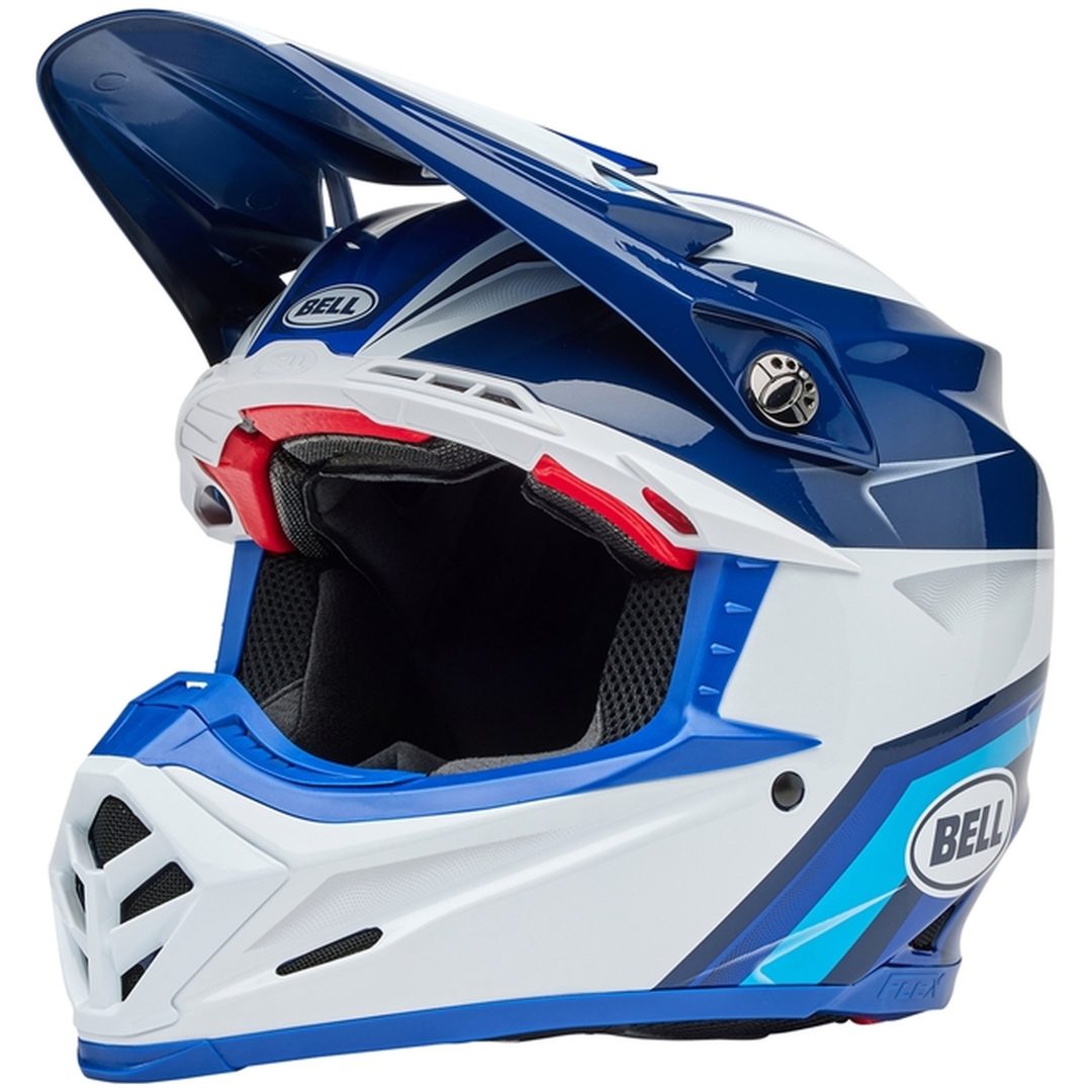 Crosshjälm Moto-9s Flex Glans Blå/svart BELL L
