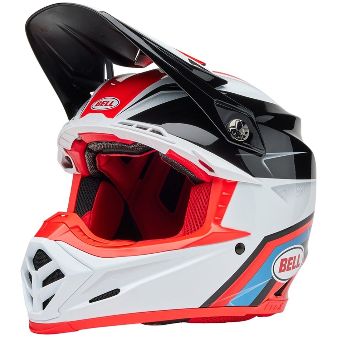 Crosshjälm Moto-9s Flex Glans Röd/svart/vit BELL L