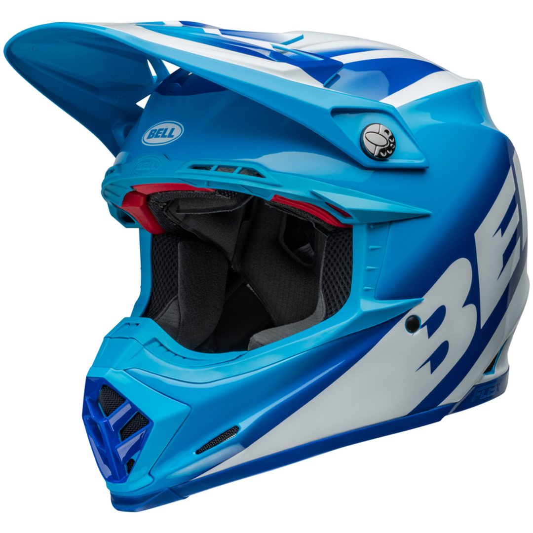 Crosshjälm Moto-9s Flex Rail Glans Blå/vit BELL s