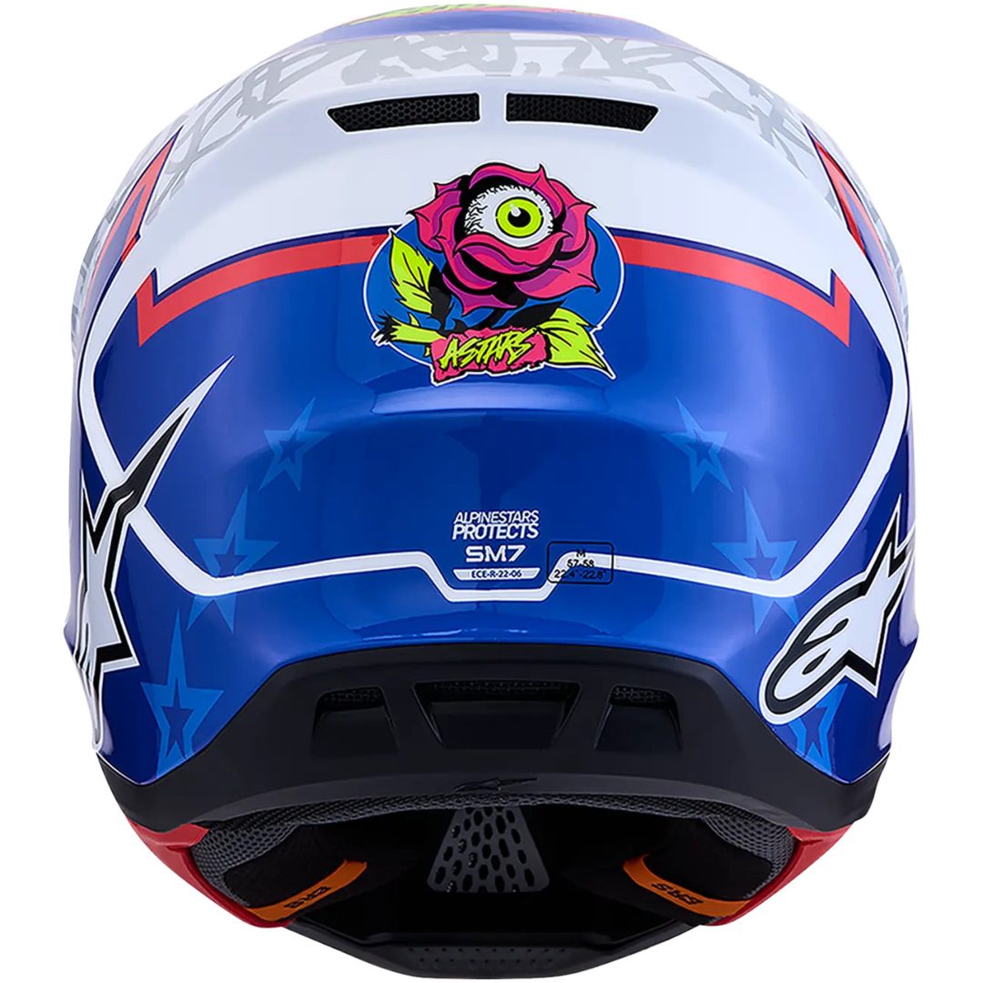 Crosshjälm S-M7 Blaster Blå Röd Vit ALPINESTARS(MX) XS – bild 2