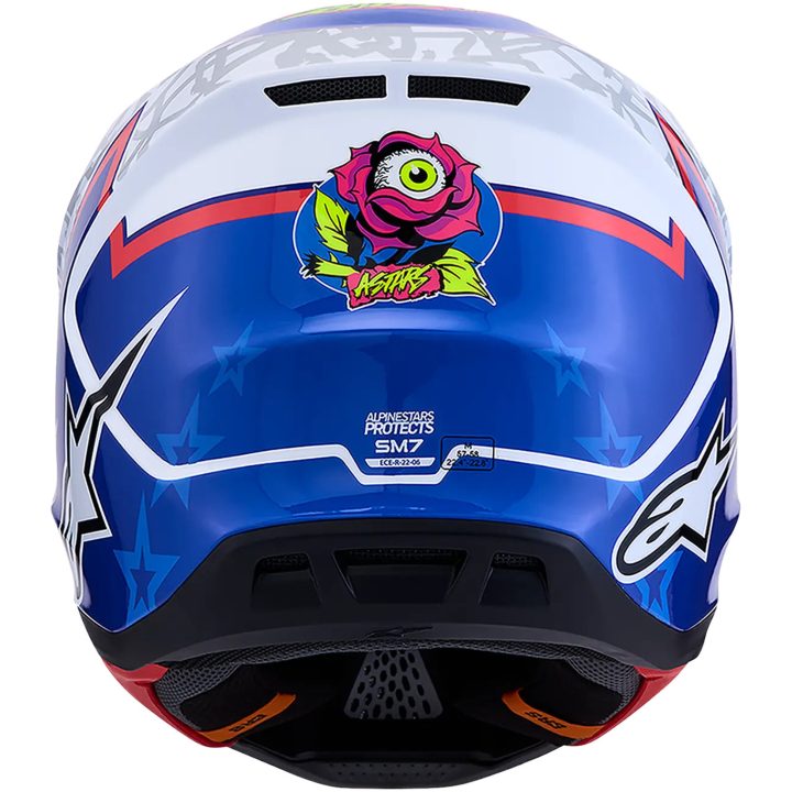 Crosshjälm S-M7 Blaster Blå Röd Vit ALPINESTARS(MX) XS – bild 2