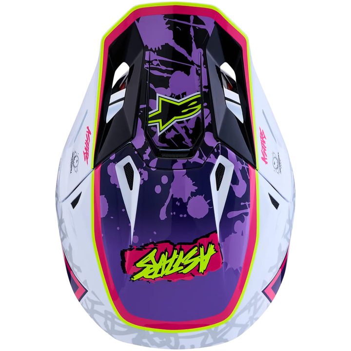 Crosshjälm S-M7 Blaster Lila Rosa Vit Alpinestars XS – bild 2