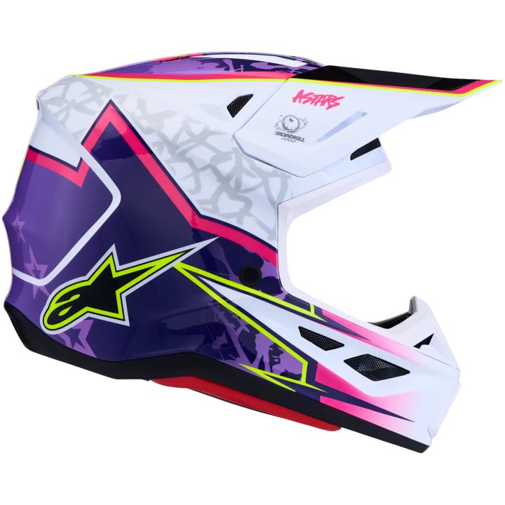 Crosshjälm S-M7 Blaster Lila Rosa Vit Alpinestars XS – bild 4