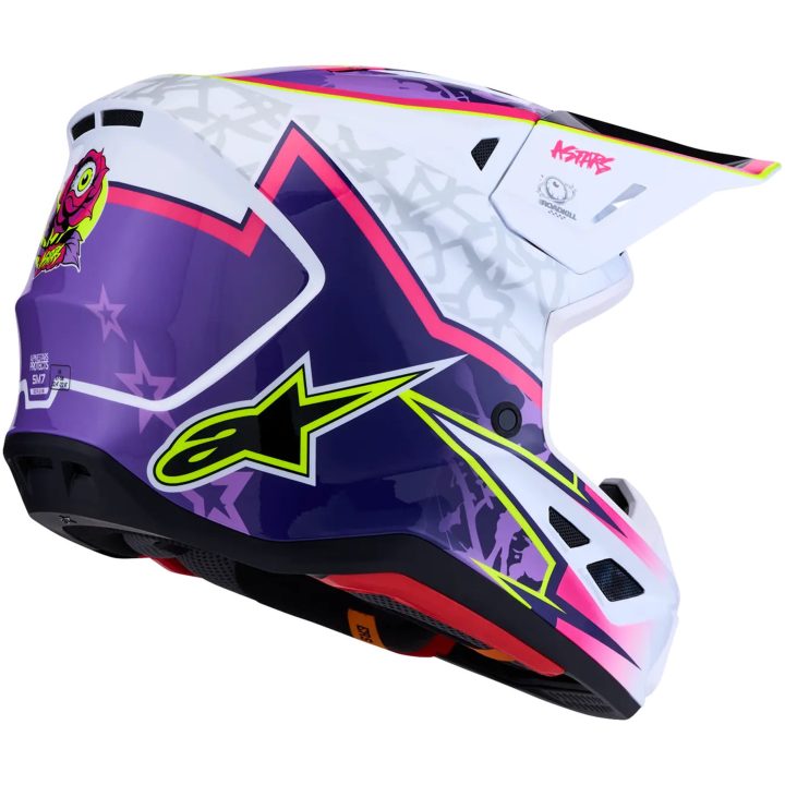 Crosshjälm S-M7 Blaster Lila Rosa Vit Alpinestars XS – bild 5