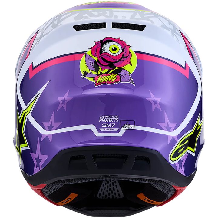 Crosshjälm S-M7 Blaster Lila Rosa Vit Alpinestars XS – bild 7