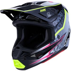 Crosshjälm S-M7 Blaster Svart Neongul Grå Vit Alpinestars