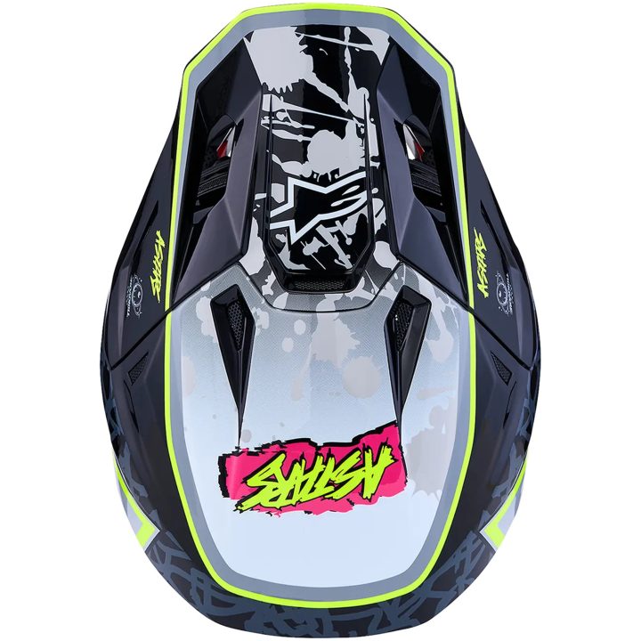 Crosshjälm S-M7 Blaster Svart Neongul Grå Vit ALPINESTARS(MX) XS – bild 4