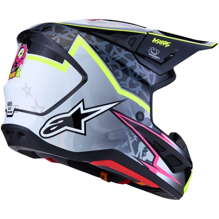 Crosshjälm S-M7 Blaster Svart Neongul Grå Vit ALPINESTARS(MX) XS – bild 7