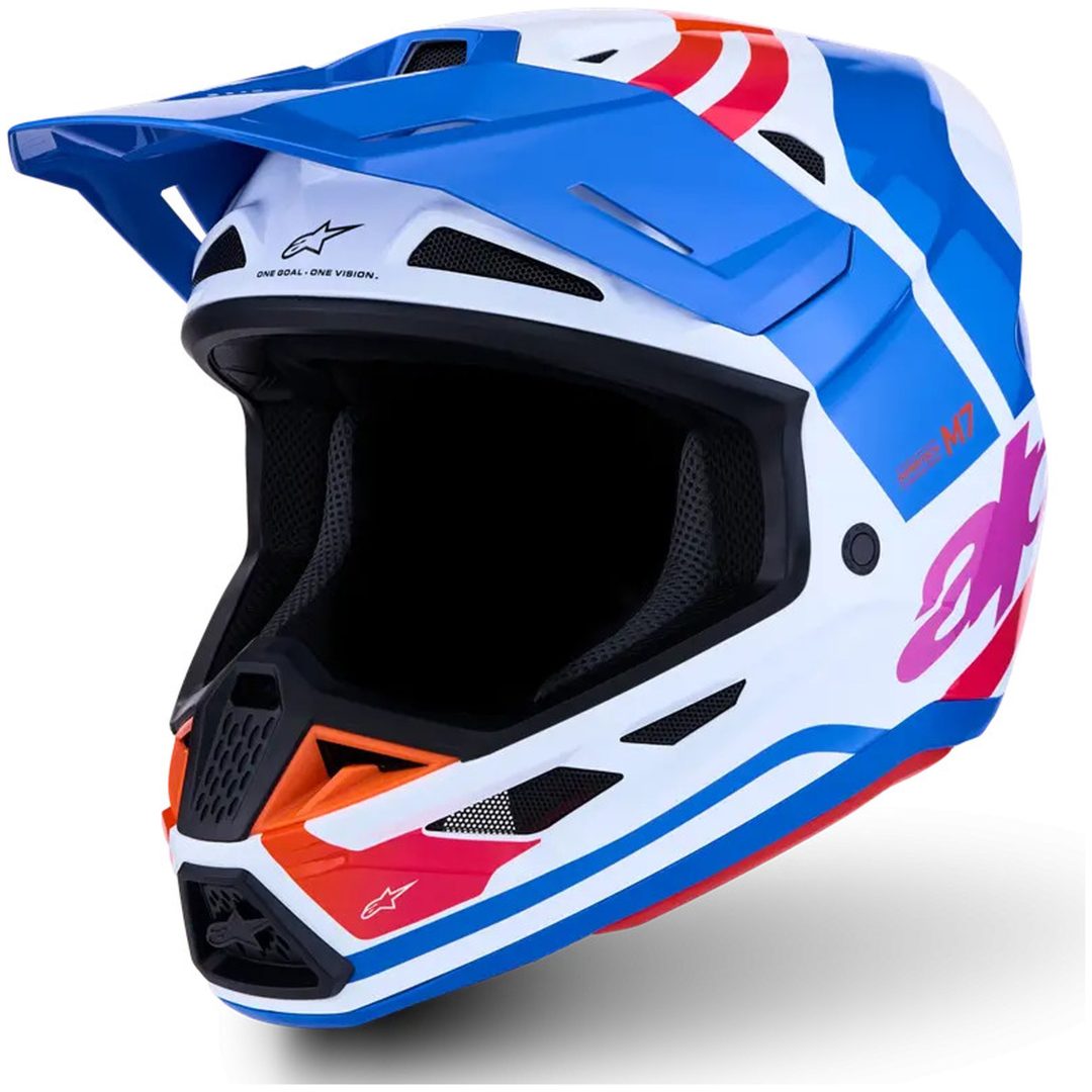 Crosshjälm S-M7 Core Vit Blå Rosa ALPINESTARS(MX) XS