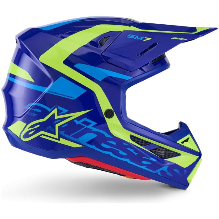 Crosshjälm S-M7 Deed Blå Svart Gul Alpinestars XS – bild 5