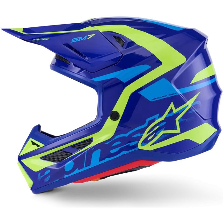 Crosshjälm S-M7 Deed Blå Svart Gul Alpinestars XS – bild 7