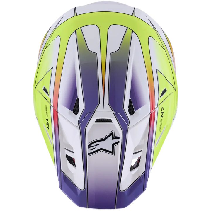 Crosshjälm S-M7 Fuse Vit Lila Gul ALPINESTARS(MX) XS – bild 2