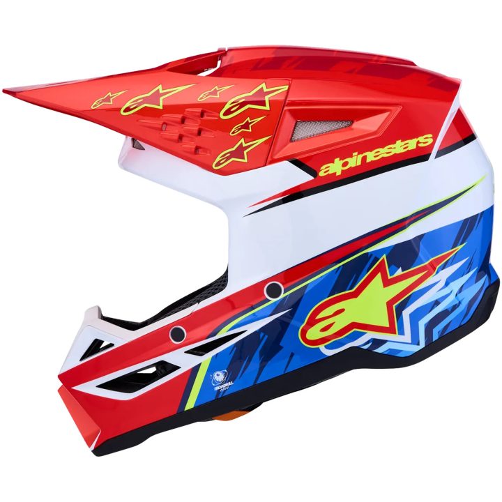 Crosshjälm SM3 Falcon Röd Blå Vit ALPINESTARS(MX) XS – bild 3
