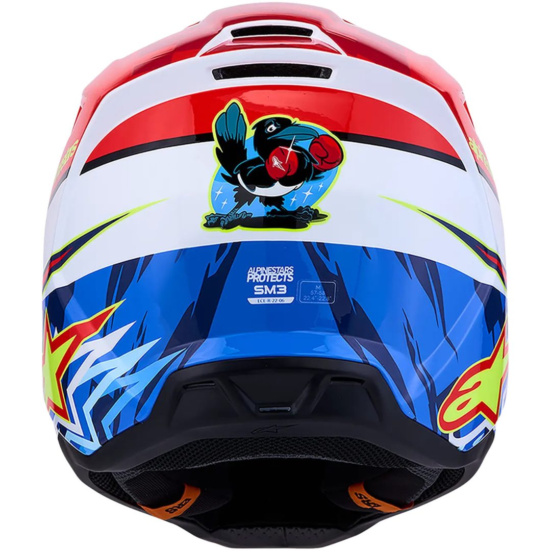 Crosshjälm SM3 Falcon Röd Blå Vit ALPINESTARS(MX) XS – bild 7