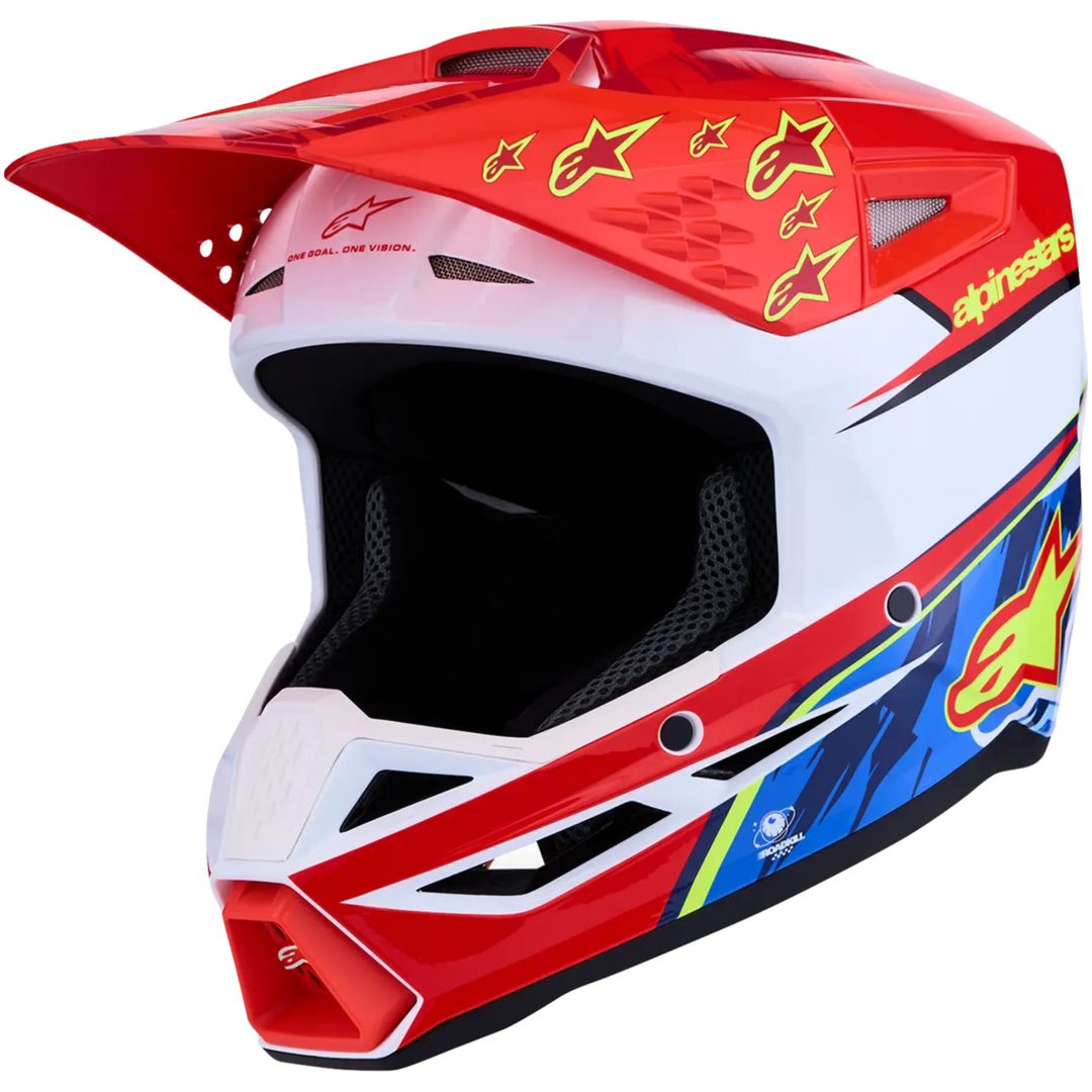 Crosshjälm SM3 Falcon Röd Blå Vit ALPINESTARS(MX) XS