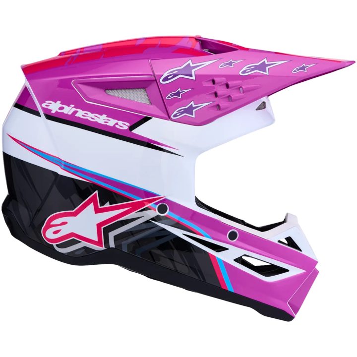 Crosshjälm SM3 Falcon Svart Rosa Lila Vit ALPINESTARS(MX) XS – bild 3