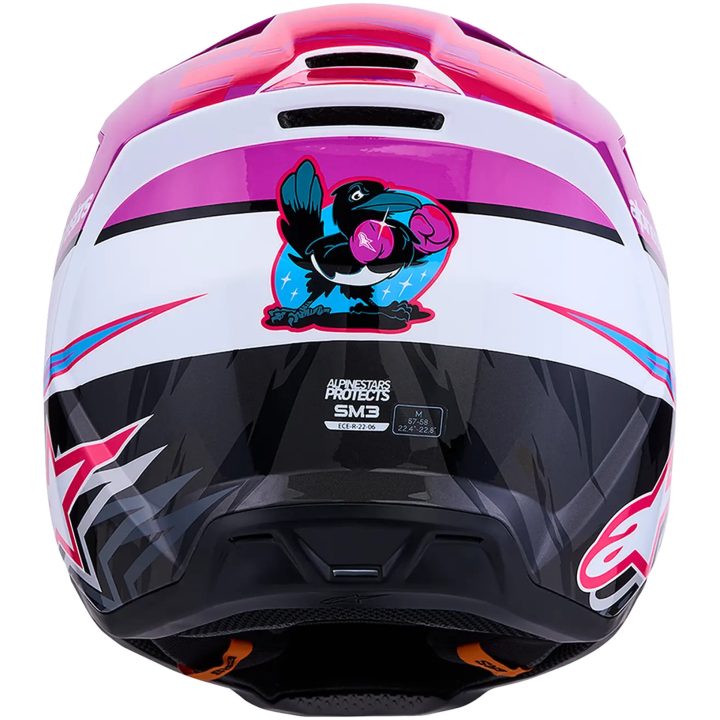 Crosshjälm SM3 Falcon Svart Rosa Lila Vit ALPINESTARS(MX) XS – bild 5