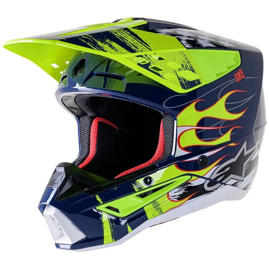 Crosshjälm Sm5 Rash Marinblå/Gul ALPINESTARS XL