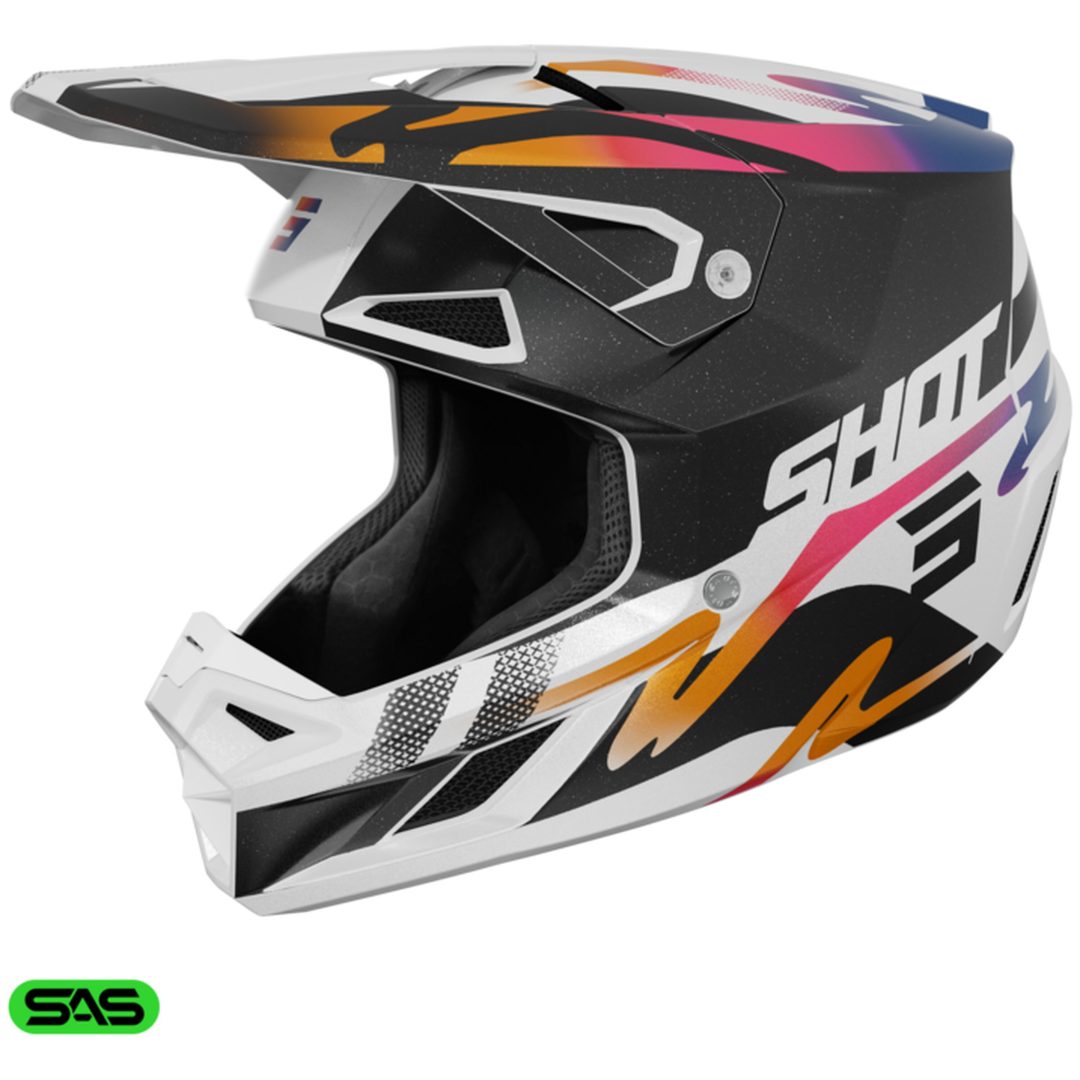 Crosshjälm Speed Wave Svart Vit Shot XL